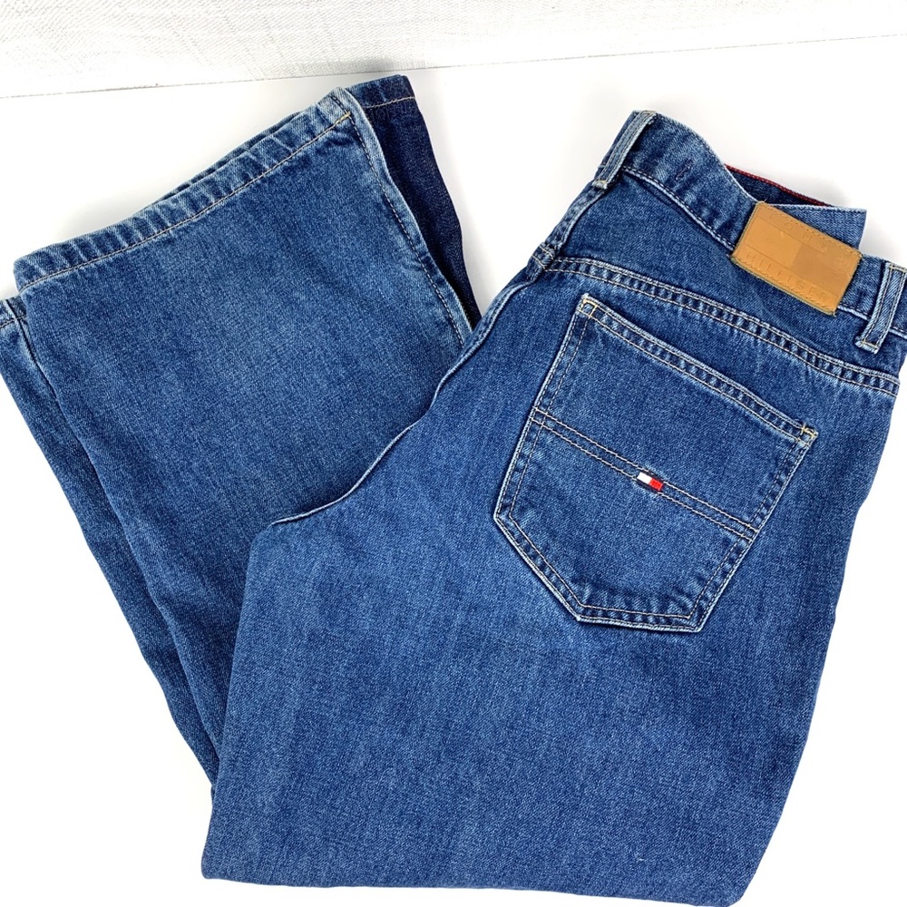 Rare Hilfiger Y2K side-zip boot/flare jeans, sz 10